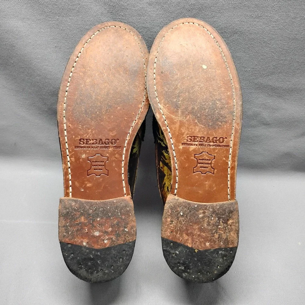 Sebago for Six Degrees Camo Leather Penny Loafers Womens 8.5 B50137